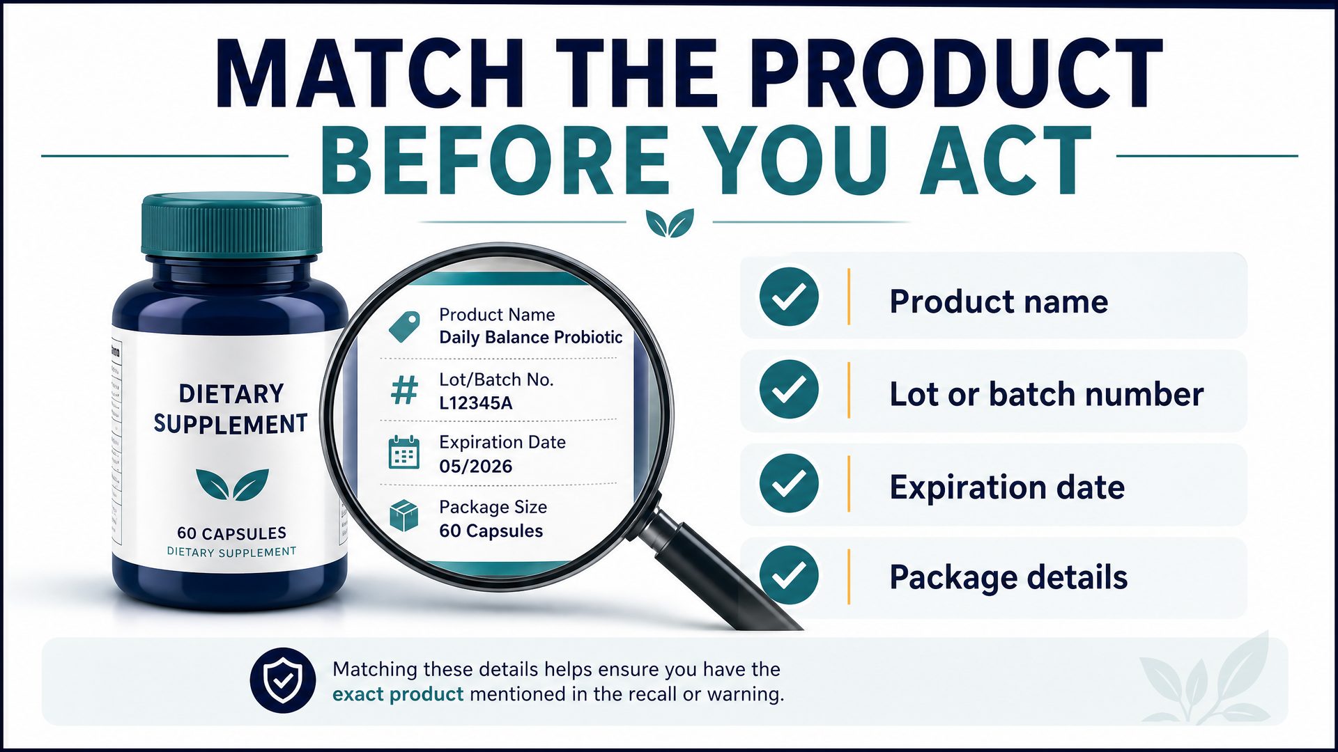 Matching a supplement product to its recall details
