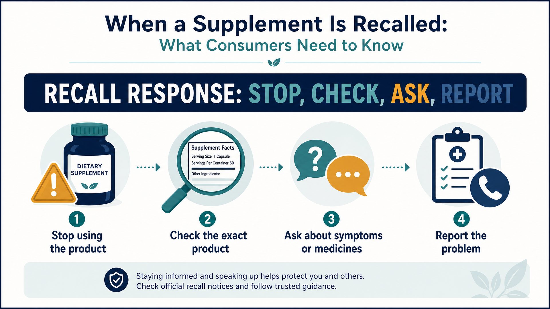 Steps to take after a supplement recall notice