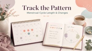 Calendar and cycle-tracking journal illustrating patterns and changes in menstrual cycle length