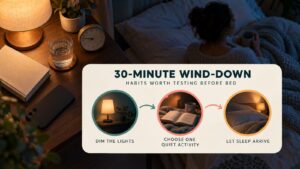 A 30-minute wind-down routine before bed