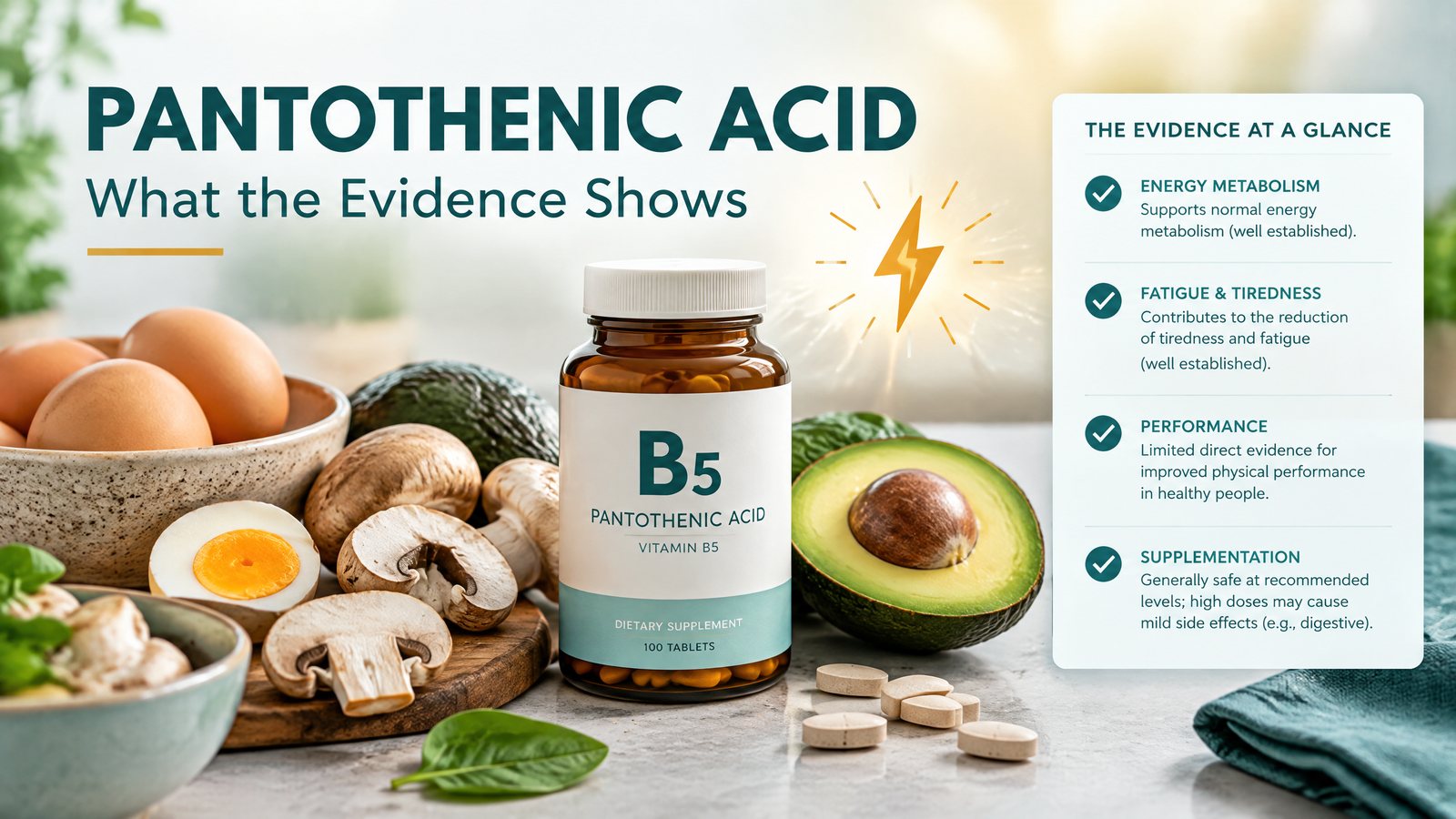 Pantothenic acid and energy supplements