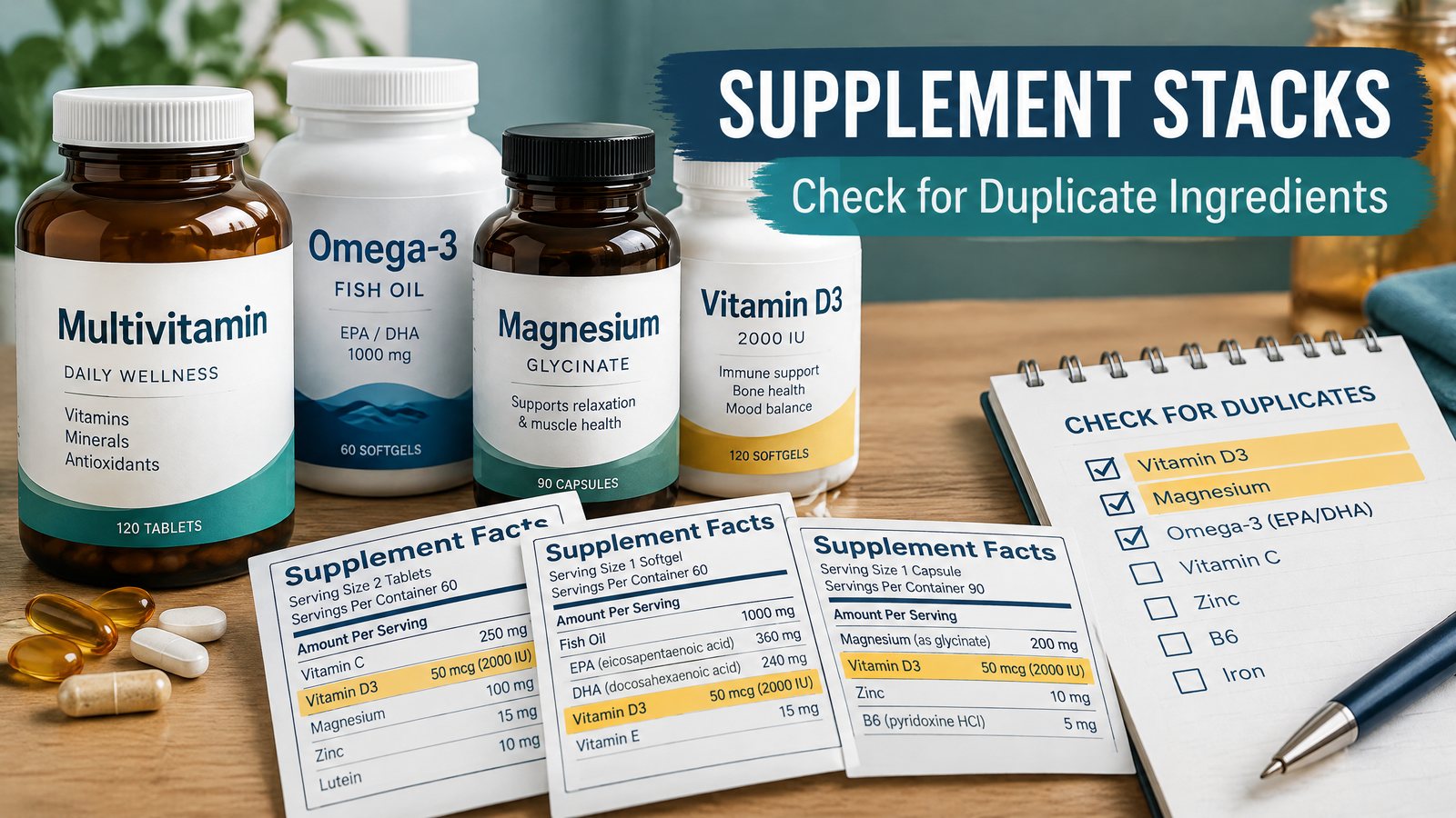 Supplement stacks and duplicate ingredients