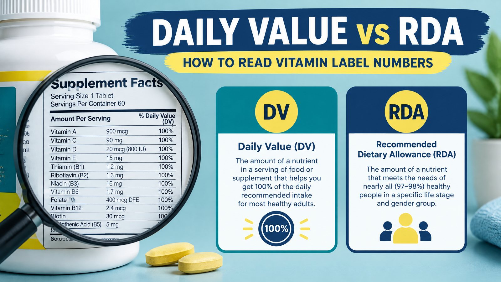 Daily Value versus RDA on vitamin labels